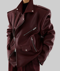 Ellie Goulding Burgundy Oversized Biker Jacket