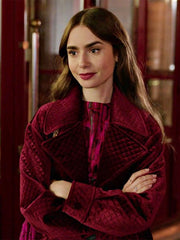 Emily Cooper Maroon Velvet Jacket