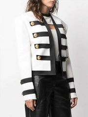 Emily In Paris Camille Razat White Military Cotton Jacket