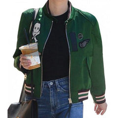 Emma Roberts Green Bomber Jacket