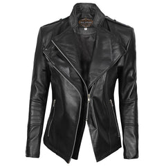 Women's Black Cafe Racer Leather Jacket