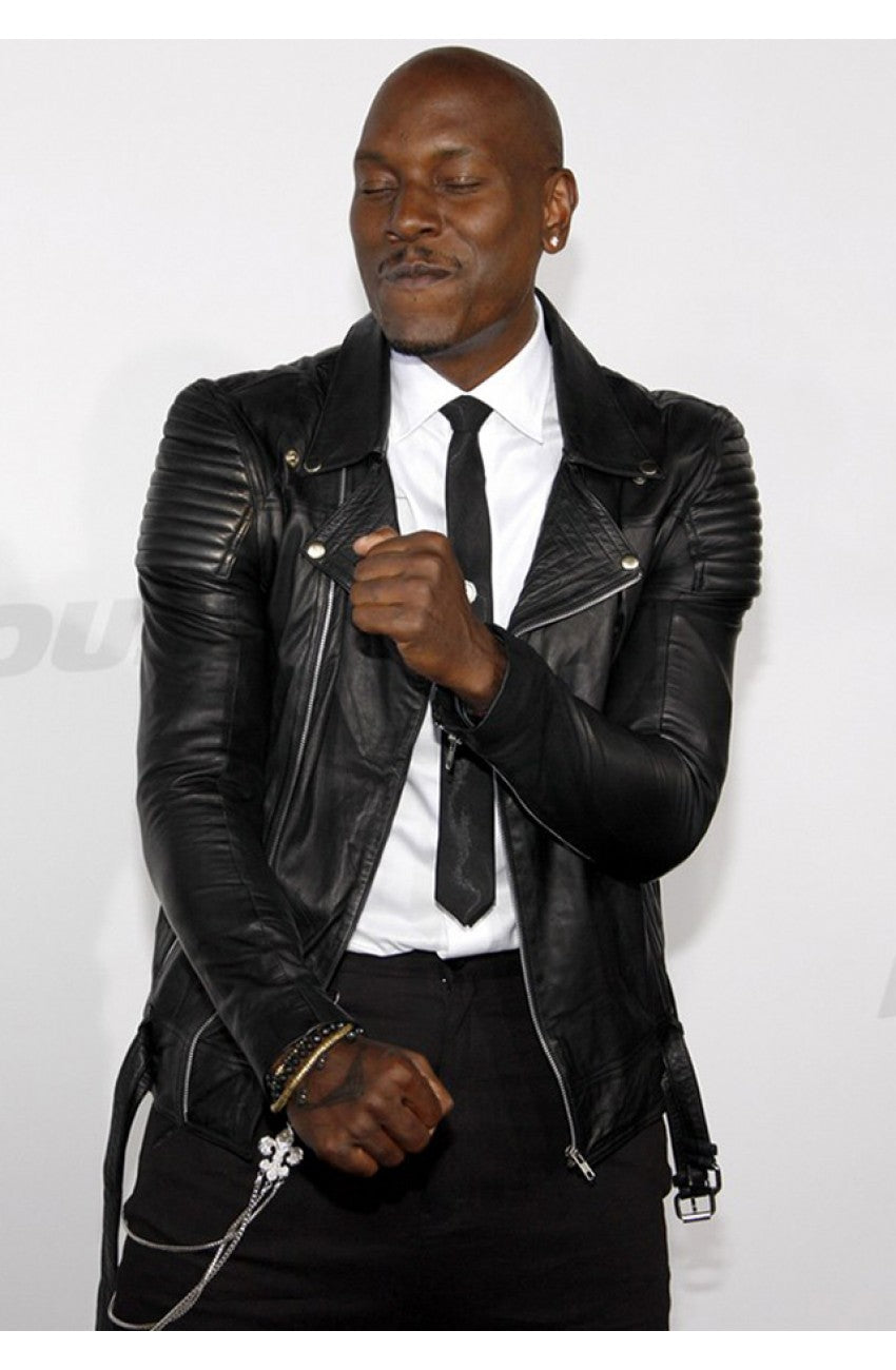 Fast and Furious 7 Black Leather Jacket Roman Pearce
