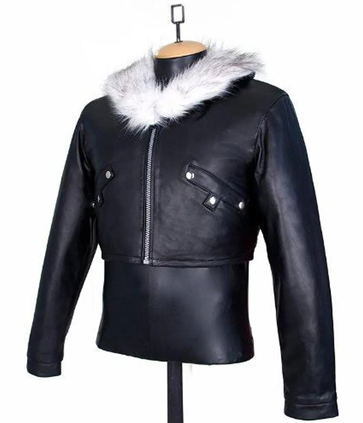 Final Fantasy Squall Leonhart Black Cropped Leather Jacket