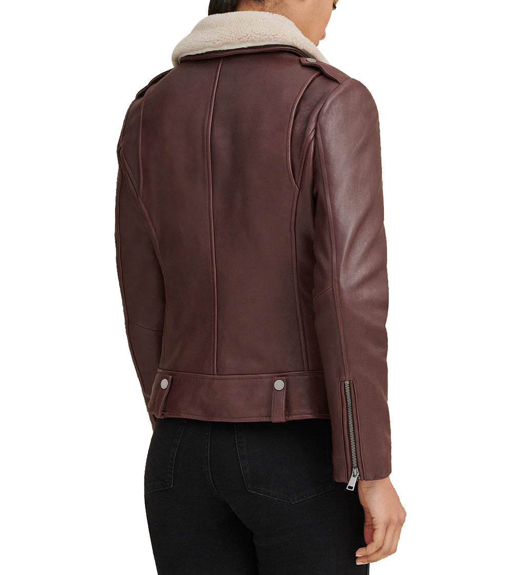 Francesca Shearling Collar Leather Jacket