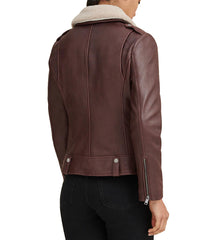 Francesca Shearling Collar Leather Jacket