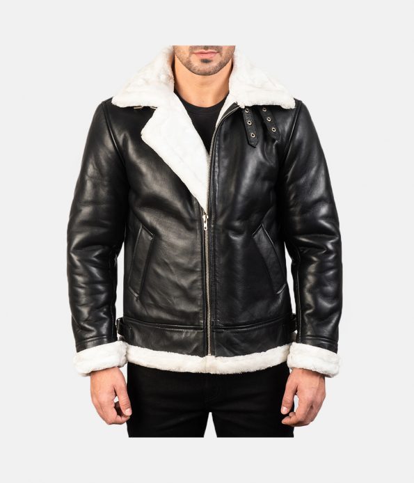 Men's Fur Collar Shearling Leather Jacket