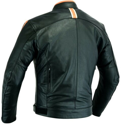 Gearx Cafe Racer Black Premium Leather Safety Jacket