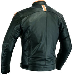 Gearx Cafe Racer Black Premium Leather Safety Jacket