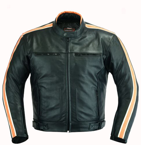 Gearx Cafe Racer Black Premium Leather Safety Jacket