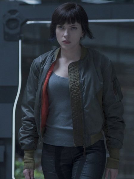 Ghost in the Shell Major Scarlett Johansson Satin Bomber Jacket