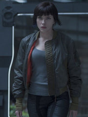 Ghost in the Shell Major Scarlett Johansson Satin Bomber Jacket