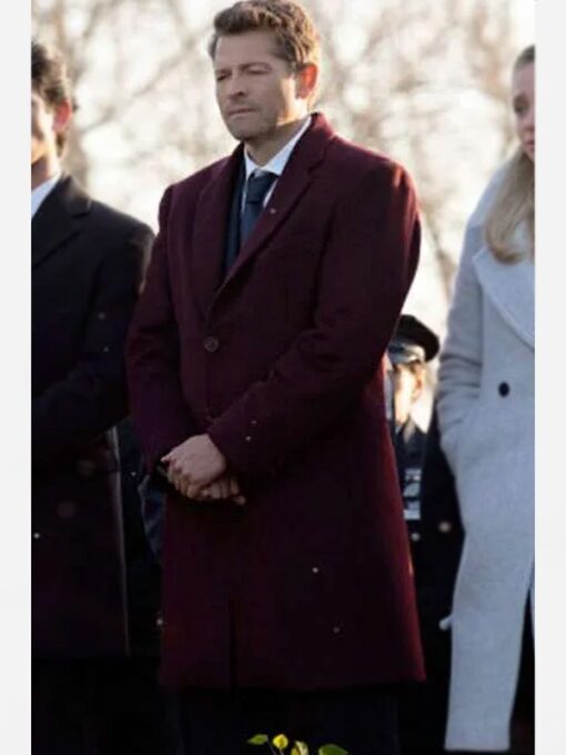 Gotham Knights 2023 Harvey Dent Maroon Wool Trench Coat