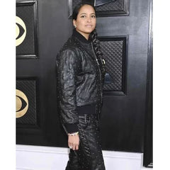 Grammys-Awards-2023-Helen-Lasichanh-Black-Leather-Tracksuit