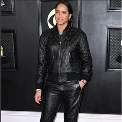 Grammys-Awards-2023-Helen-Lasichanh-Black-Leather-Tracksuit