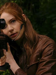 Gunpowder Milkshake Karen Gillan Brown Leather Jacket