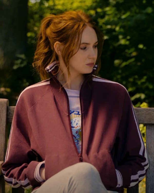 Gunpowder Milkshake Karen Gillan Maroon Track Jacket
