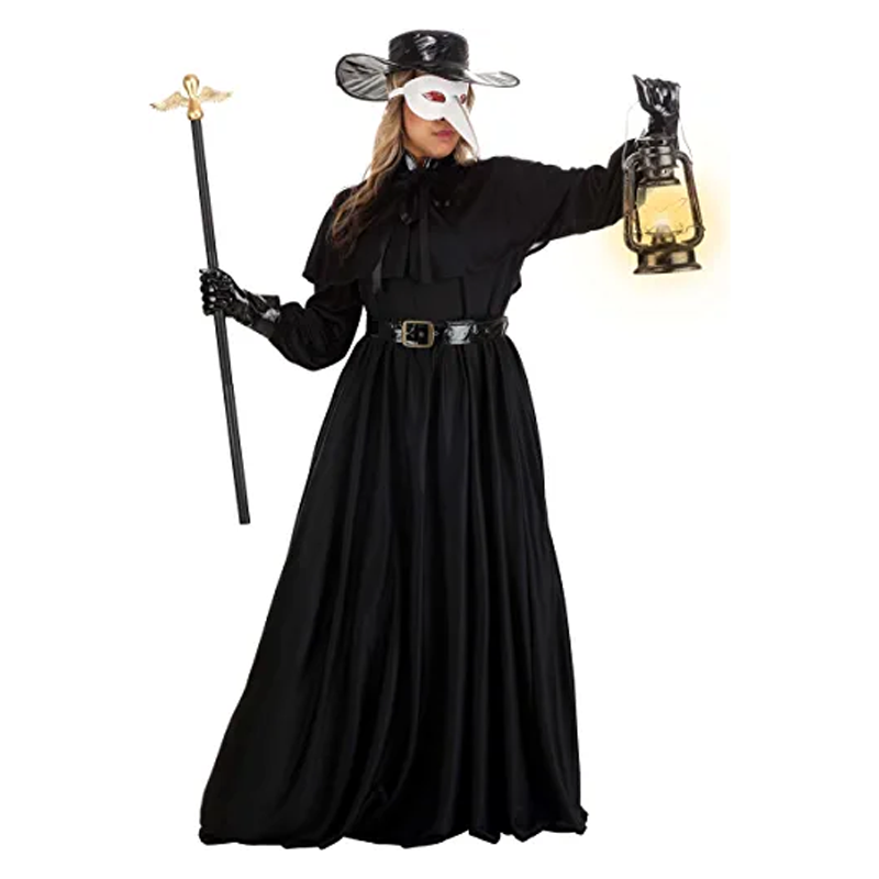 Halloween Special Black Cotton Plague Doctor Coat