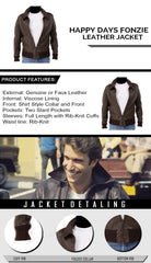 Happy Days Fonzie Brown Leather Jacket