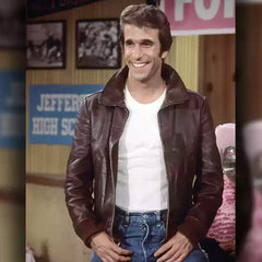 Happy Days Fonzie Brown Leather Jacket