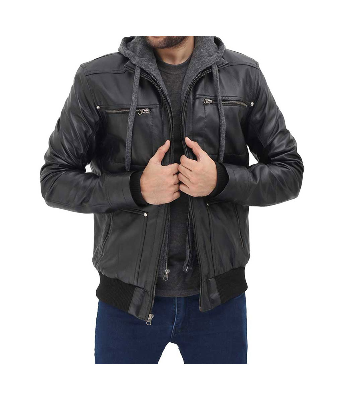 Hooded_black_leather_jacket_men