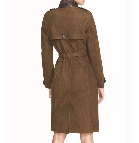 How To Get Away With Murder Laurel Castillo Brown Suede Leather Coat