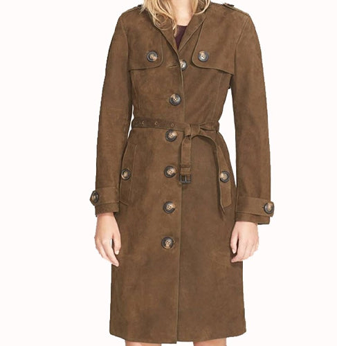 How To Get Away With Murder Laurel Castillo Brown Suede Leather Coat