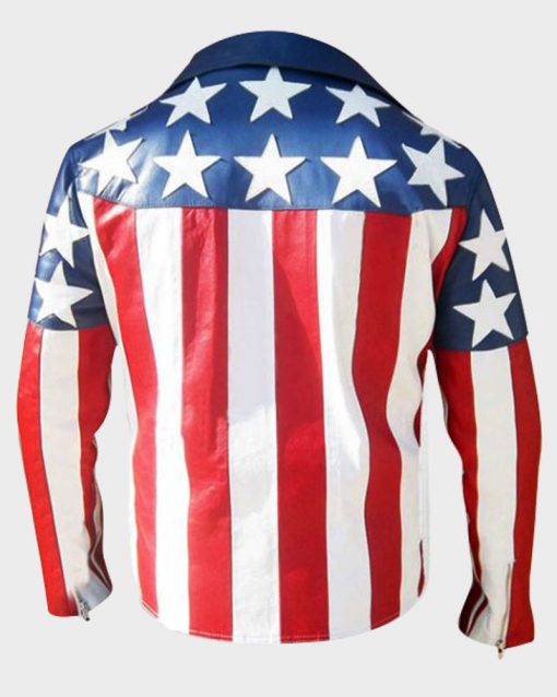 Independence Day Sale Men's Patriotic USA Flag Leather Jacket