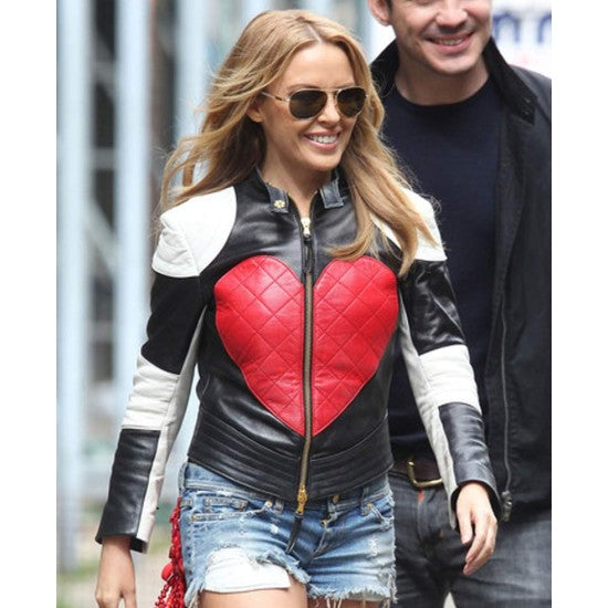 International Icon Kylie Minogue Valentine Special Heart Leather Jacket