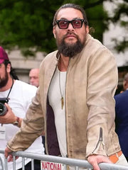 The Wrecking Crew Jason Momoa Beige Leather Jacket