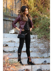 Jenna Dewan Maroon Leather Jacket