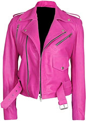 Jessica-Alba-Hot-Pink-Leather-Jacket