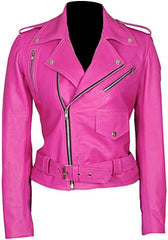 Jessica Alba Hot Pink Leather Jacket