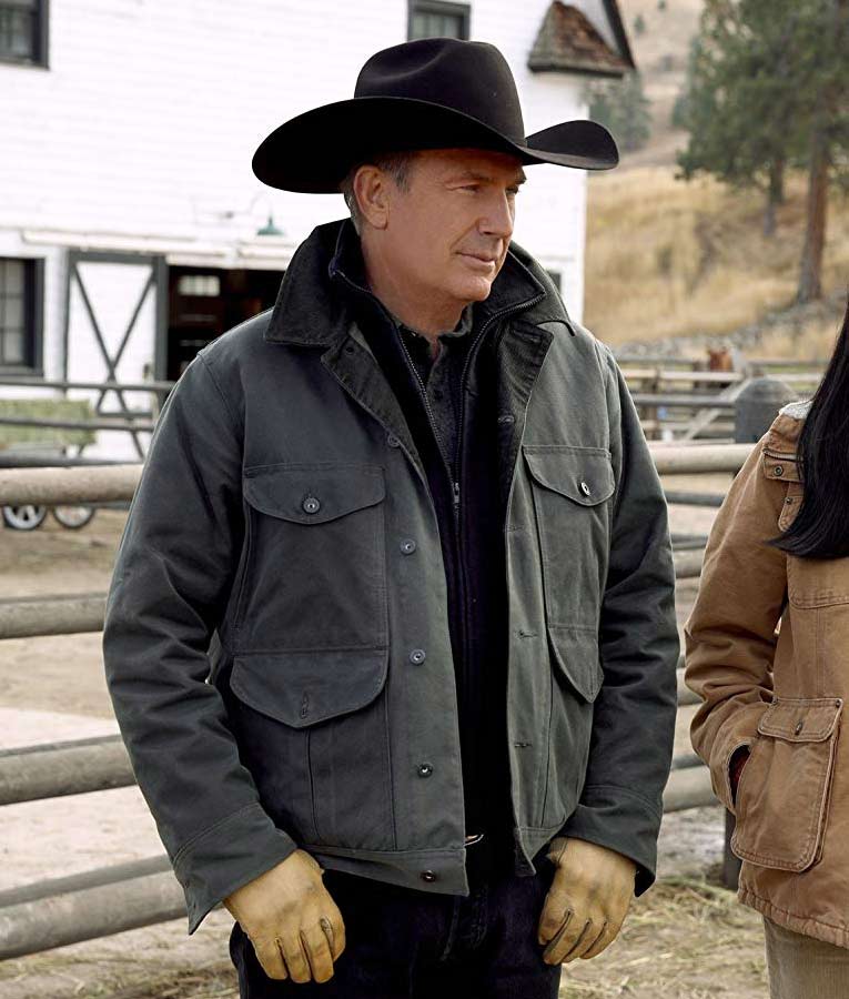 Kevin Costner Yellowstone S02 Grey Jacket