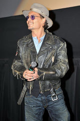 Johnny Depp 2024 Asymmetrical Biker Leather Jacket