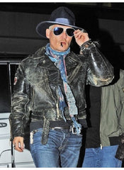 Johnny Depp 2024 Asymmetrical Biker Leather Jacket