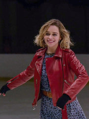 Emilia Clarke Last Christmas Red Leather Jacket
