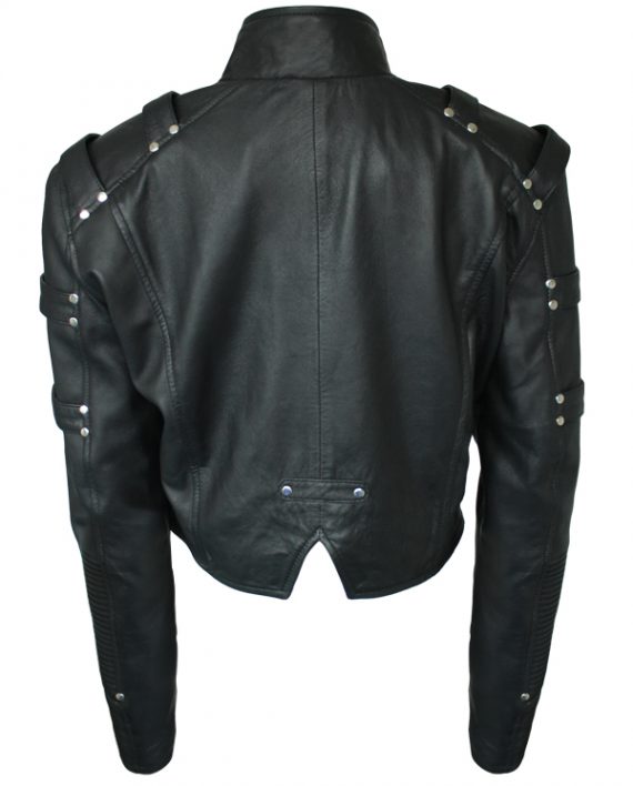 Katie Cassidy Canary Arrow Season 2 Black Jacket Back