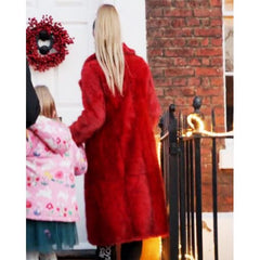 Juno Temple Red Fur Coat