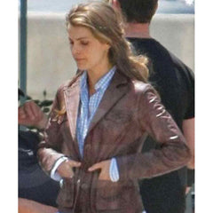 Keri Russell Bedtime Stories brown Leather Jacket