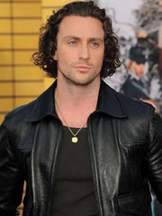 Kraven the Hunter 2023 Aaron Taylor-Johnson Black Leather Jacket