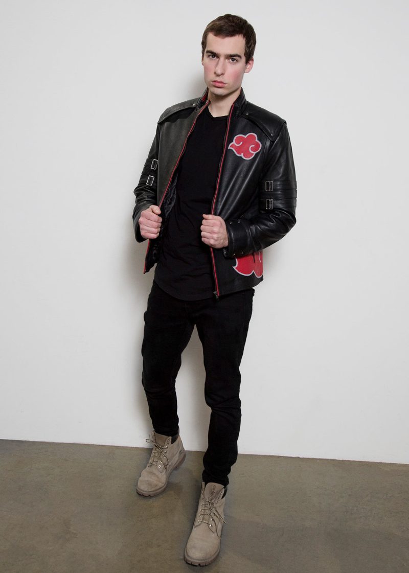 Men's Red Clouds Cloak Black Genuine Leather Jacket