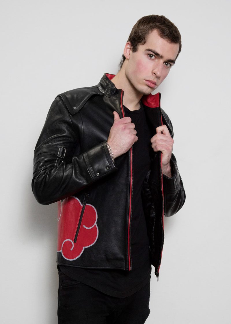 Men's Red Clouds Cloak Black Genuine Leather Jacket