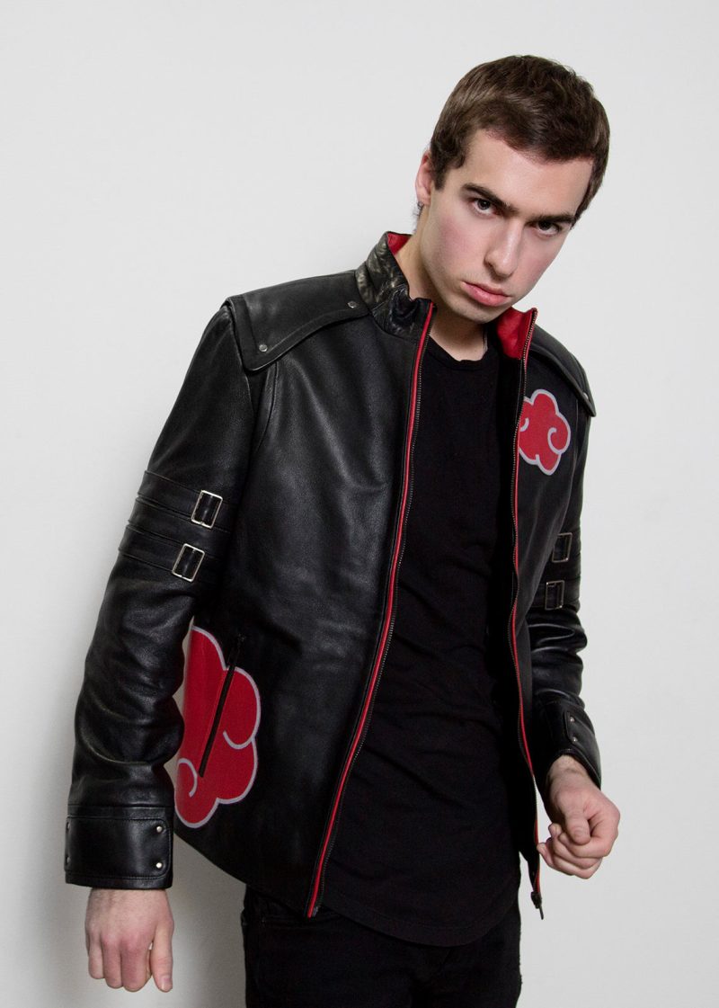 Men's Red Clouds Cloak Black Genuine Leather Jacket