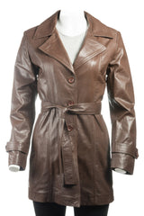 Ladies Brown Mackintosh Style Leather Coat