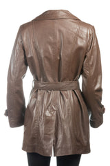 Ladies Brown Mackintosh Style Leather Coat