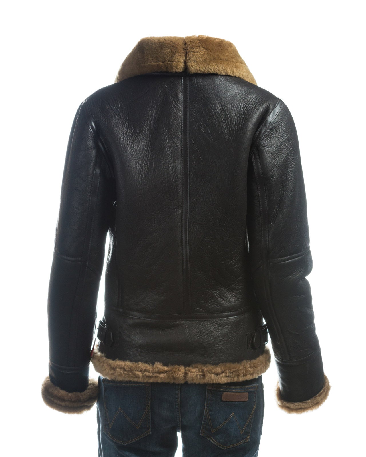 Ladies Brown and Ginger Vertical Zip Sheepskin Flight Jacket