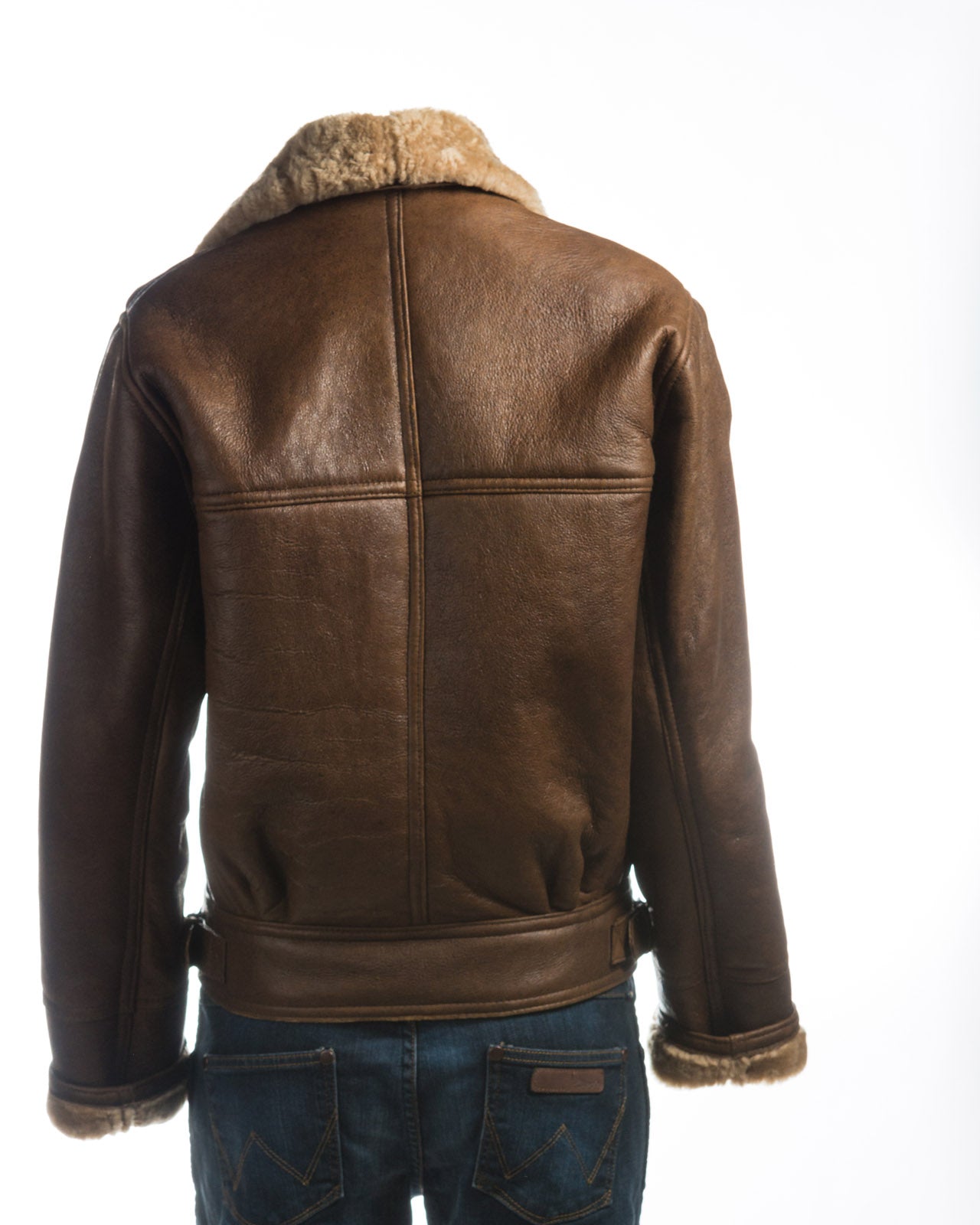 Ladies Tan Asymmetric Zip Sheepskin Flight Jacket