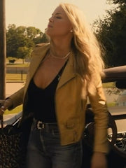 Landman Ali Larter Gold Leather Biker Jacket