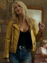 Landman Ali Larter Gold Leather Biker Jacket