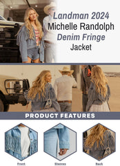 Landman 2024 Michelle Randolph Denim Fringe Jacket